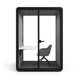 FocusPod Solo Plus™ in black – modern modular solo office pod with extra space

